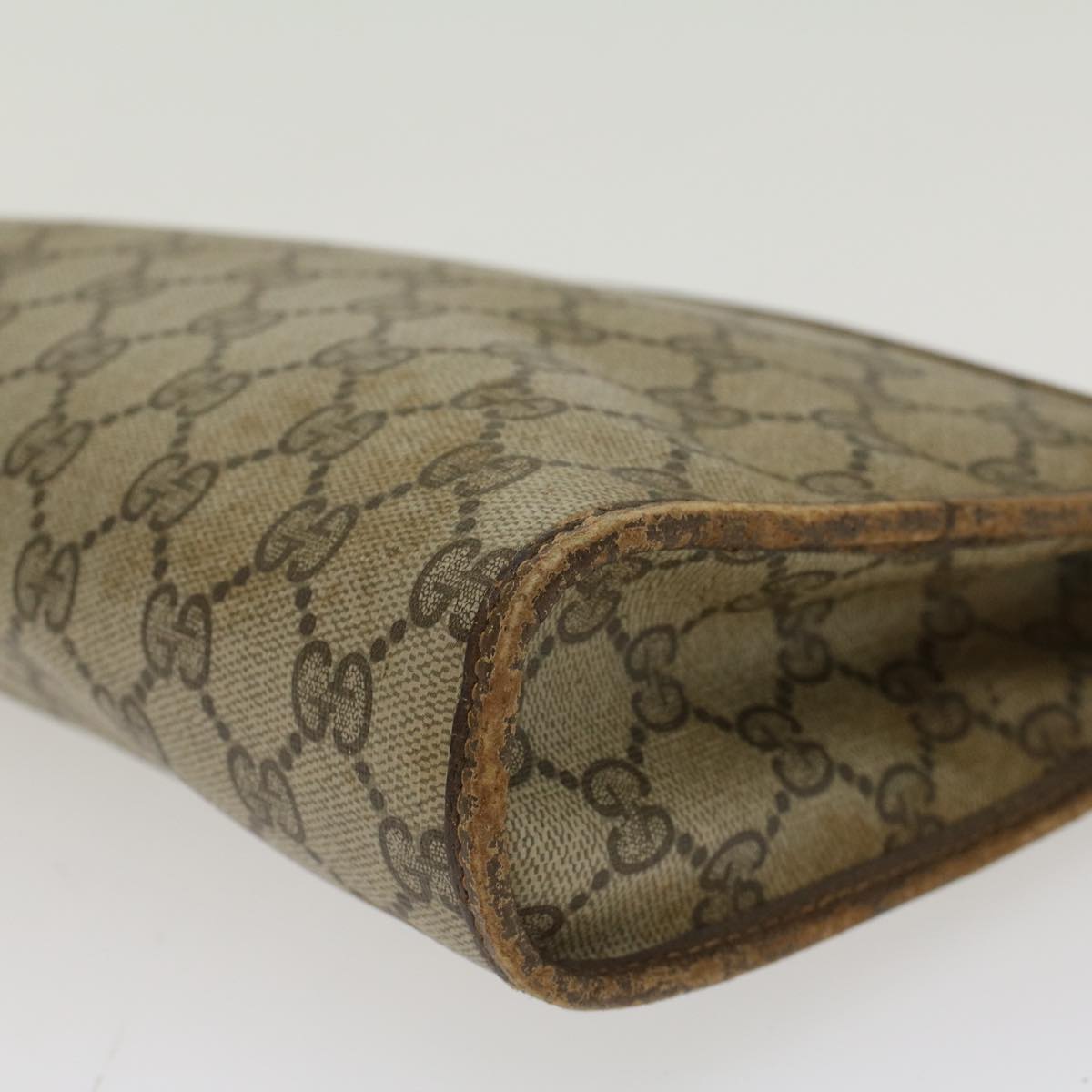 GUCCI GG Canvas Clutch Bag PVC Leather Beige 97.01.037  ar9696B