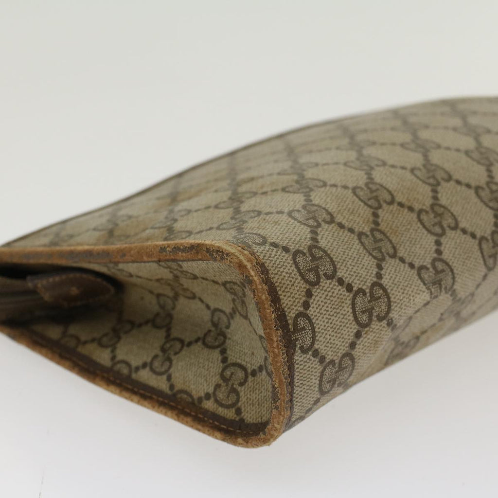 GUCCI GG Canvas Clutch Bag PVC Leather Beige 97.01.037  ar9696B