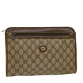 GUCCI GG Canvas Clutch Bag PVC Leather Beige 97.01.037  ar9696B