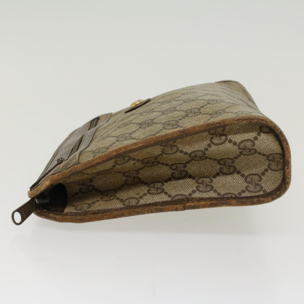 GUCCI GG Canvas Clutch Bag PVC Leather Beige 97.01.037  ar9696B