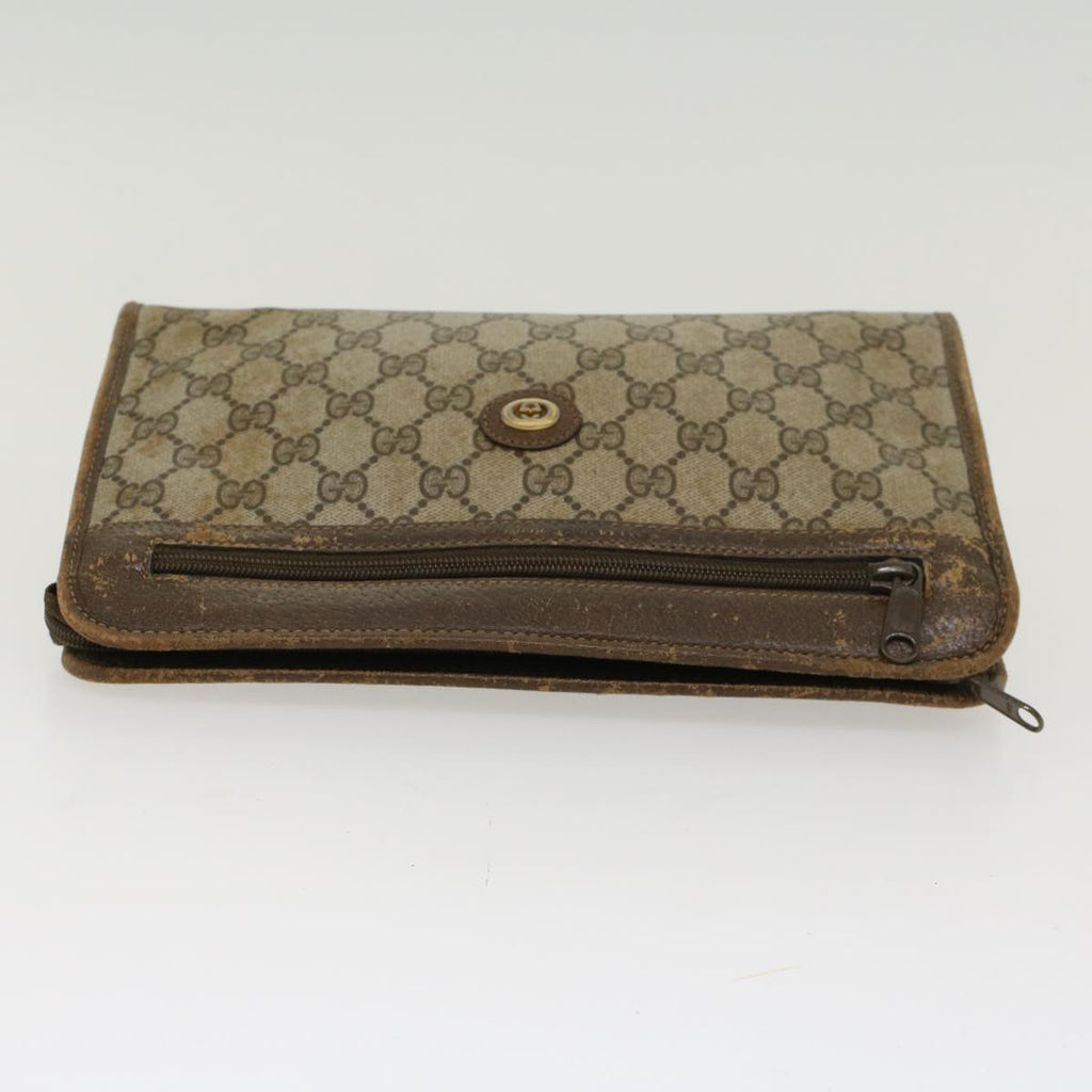 GUCCI GG Canvas Clutch Bag PVC Leather Beige 97.01.037  ar9696B