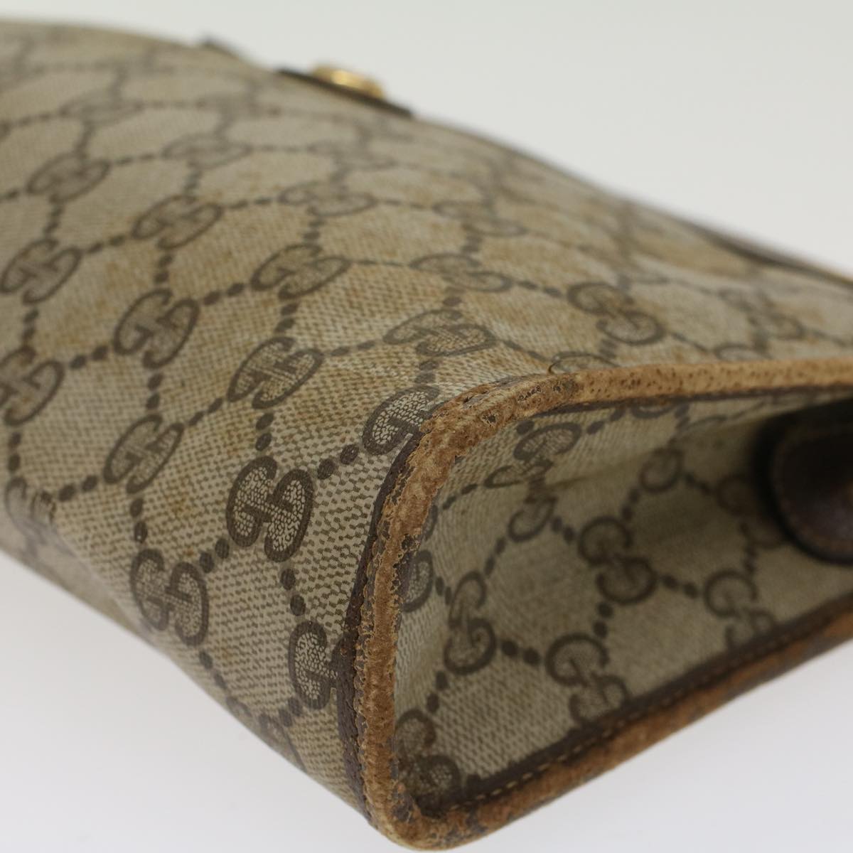 GUCCI GG Canvas Clutch Bag PVC Leather Beige 97.01.037  ar9696B