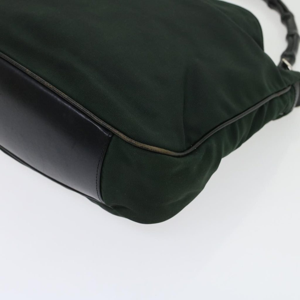 GUCCI Bamboo Shoulder Bag Nylon Leather Green 001 1638 3754  ar9698B