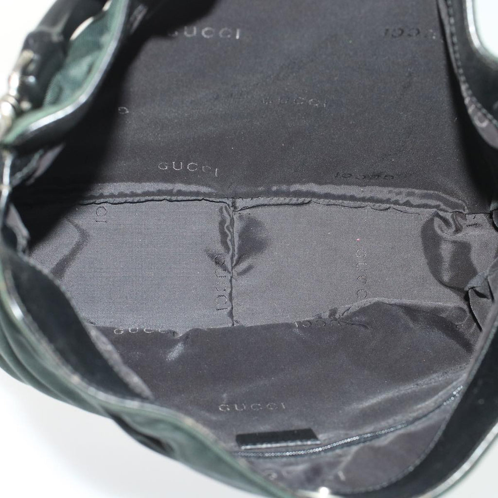 GUCCI Bamboo Shoulder Bag Nylon Leather Green 001 1638 3754  ar9698B