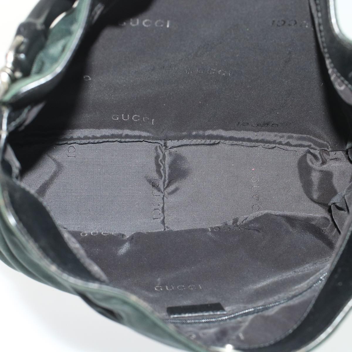 GUCCI Bamboo Shoulder Bag Nylon Leather Green 001 1638 3754  ar9698B