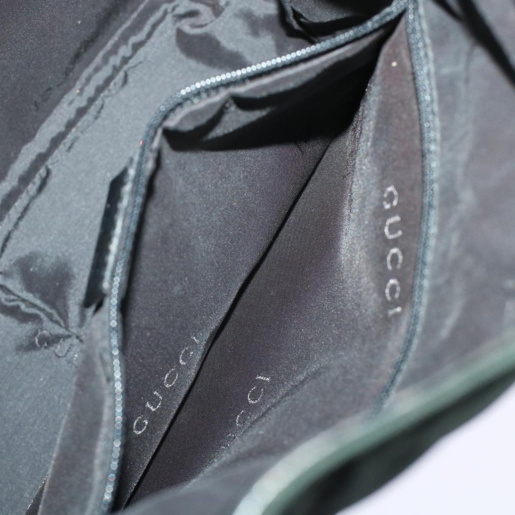 GUCCI Bamboo Shoulder Bag Nylon Leather Green 001 1638 3754  ar9698B