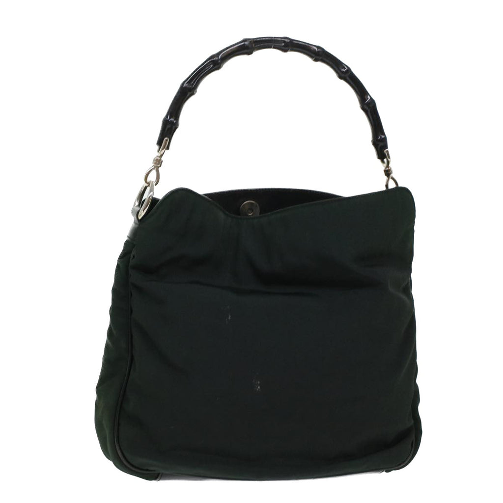 GUCCI Bamboo Shoulder Bag Nylon Leather Green 001 1638 3754  ar9698B