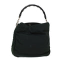 GUCCI Bamboo Shoulder Bag Nylon Leather Green 001 1638 3754  ar9698B
