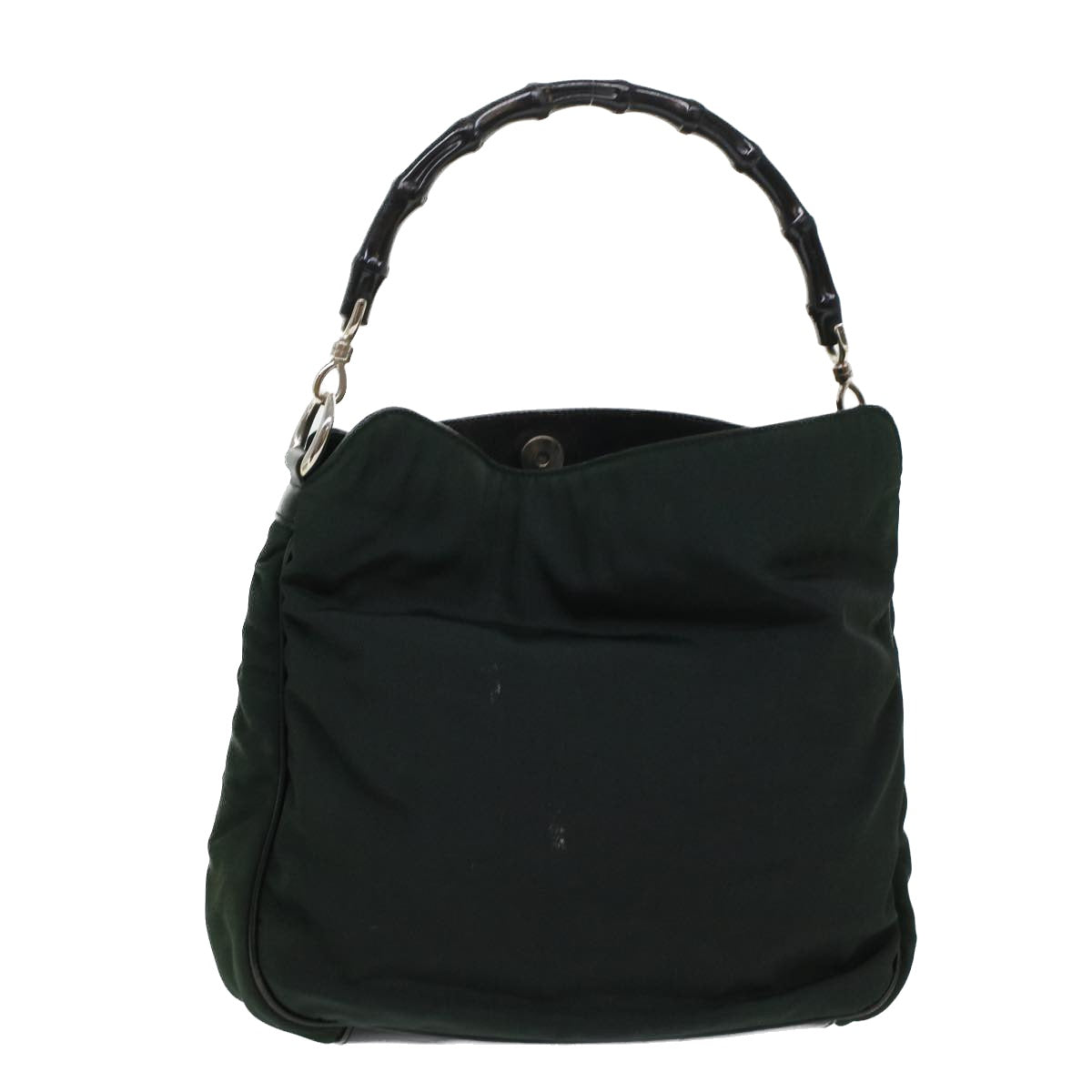 GUCCI Bamboo Shoulder Bag Nylon Leather Green 001 1638 3754  ar9698B