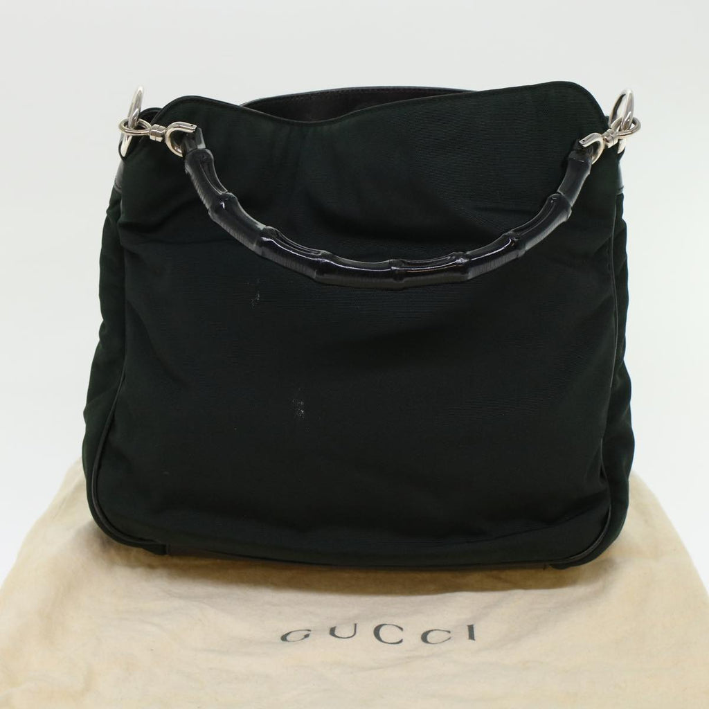 GUCCI Bamboo Shoulder Bag Nylon Leather Green 001 1638 3754  ar9698B
