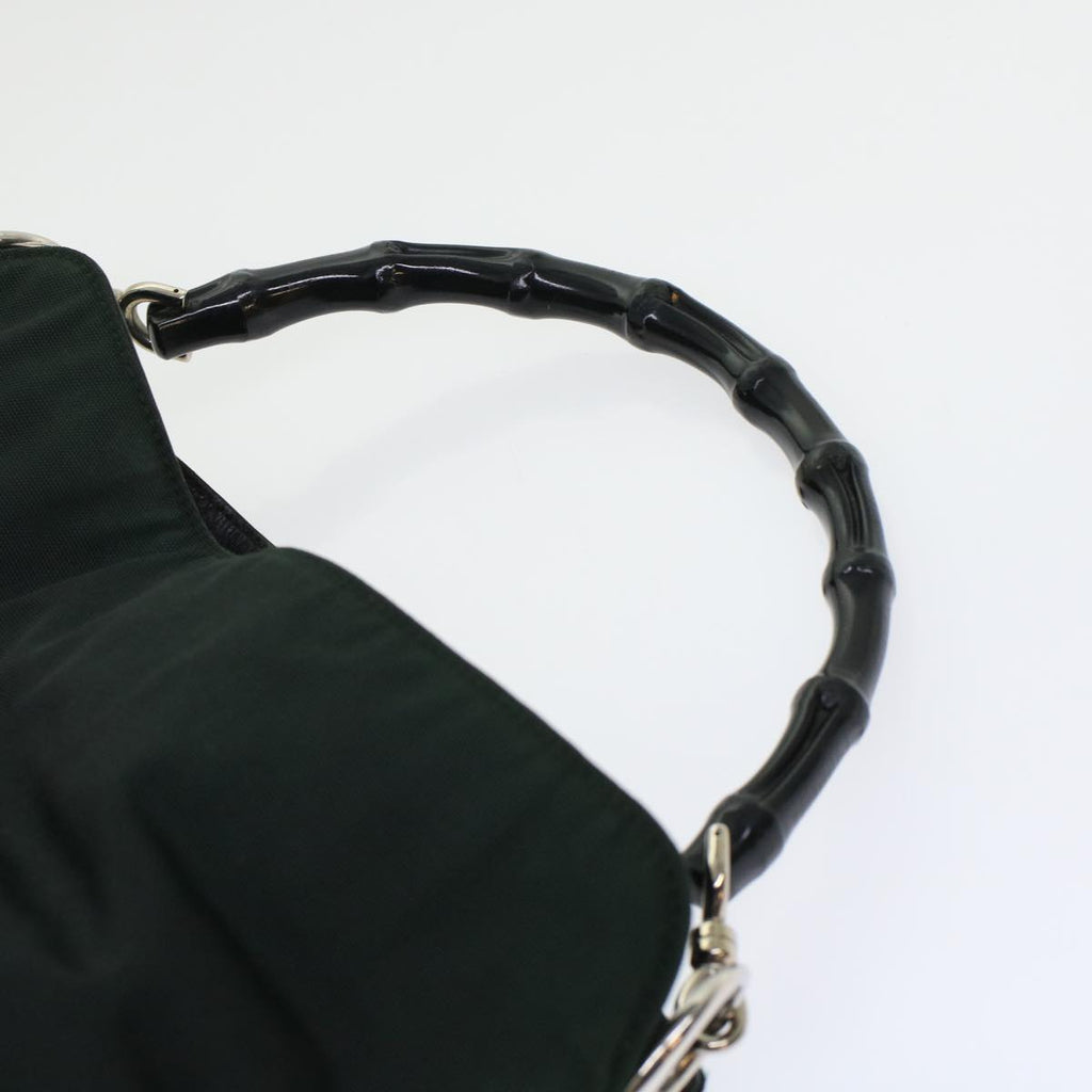 GUCCI Bamboo Shoulder Bag Nylon Leather Green 001 1638 3754  ar9698B