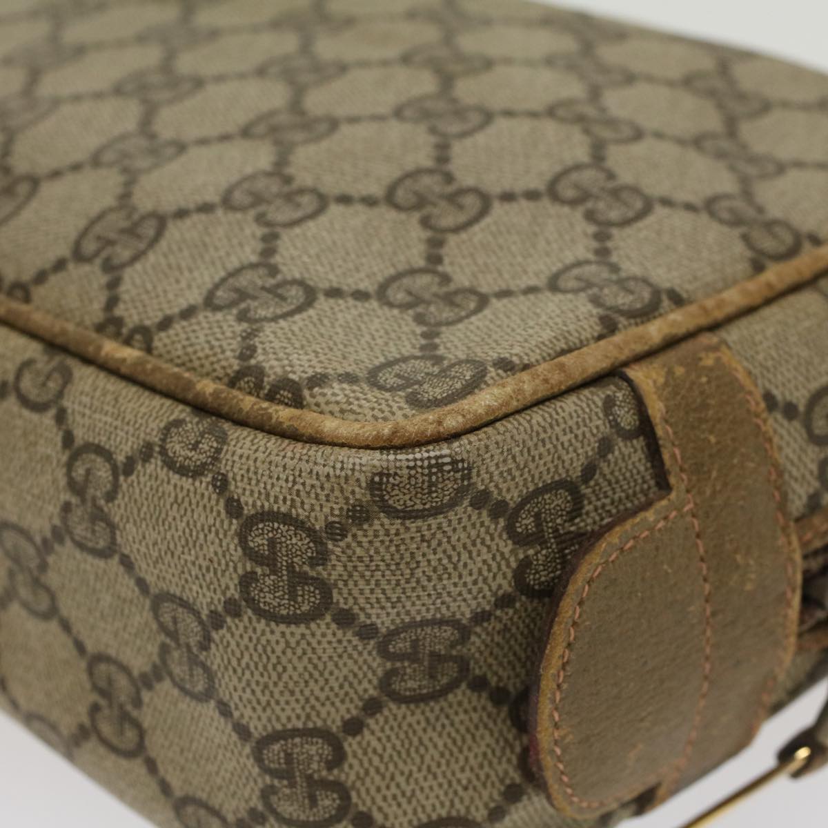 GUCCI GG Canvas Clutch Bag PVC Leather Beige  ar9845