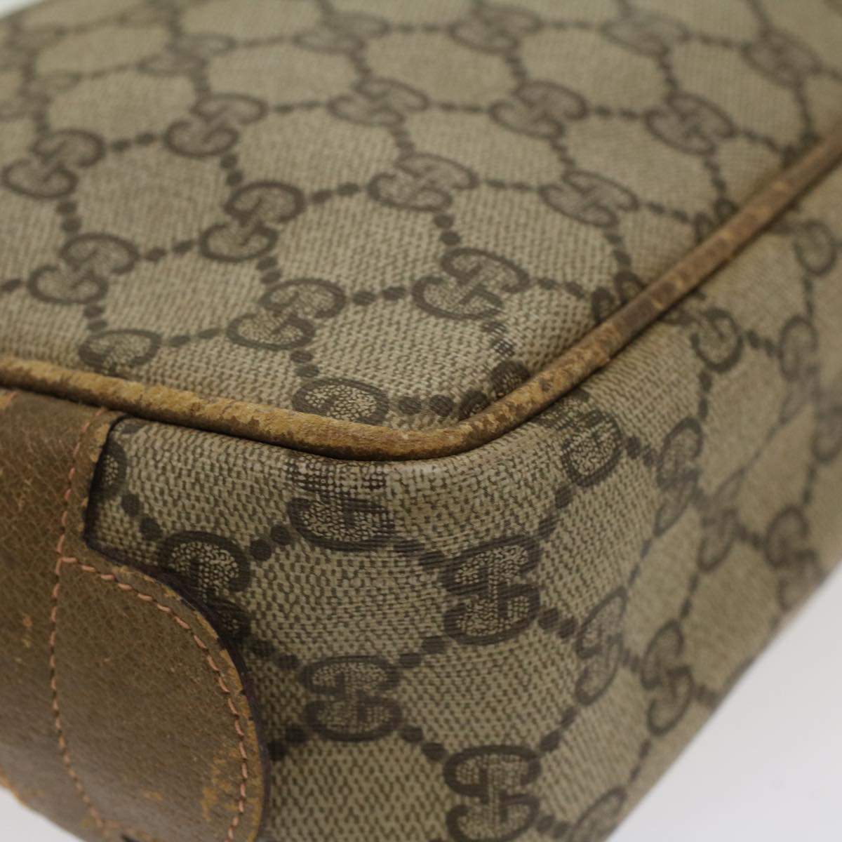 GUCCI GG Canvas Clutch Bag PVC Leather Beige  ar9845