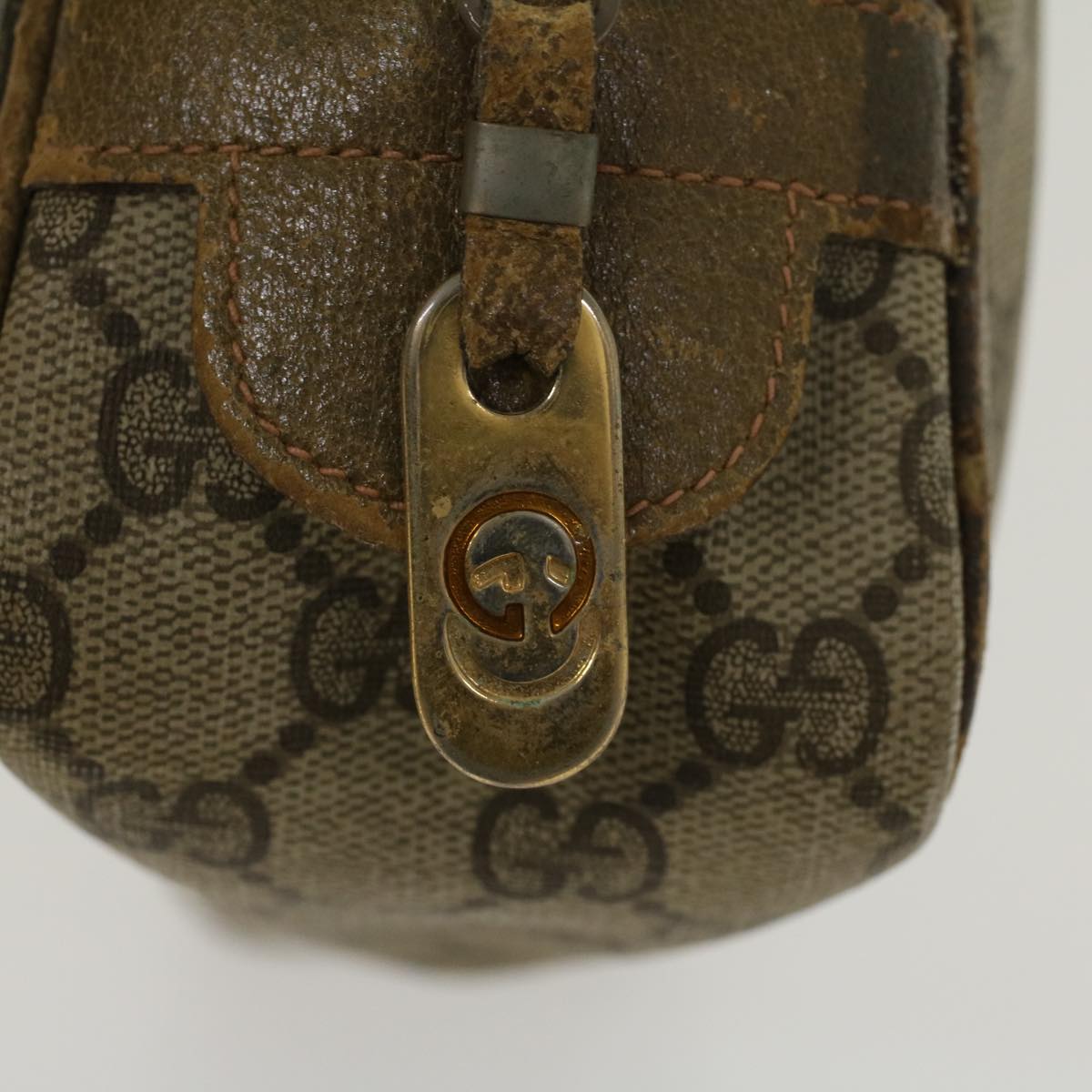 GUCCI GG Canvas Clutch Bag PVC Leather Beige  ar9845