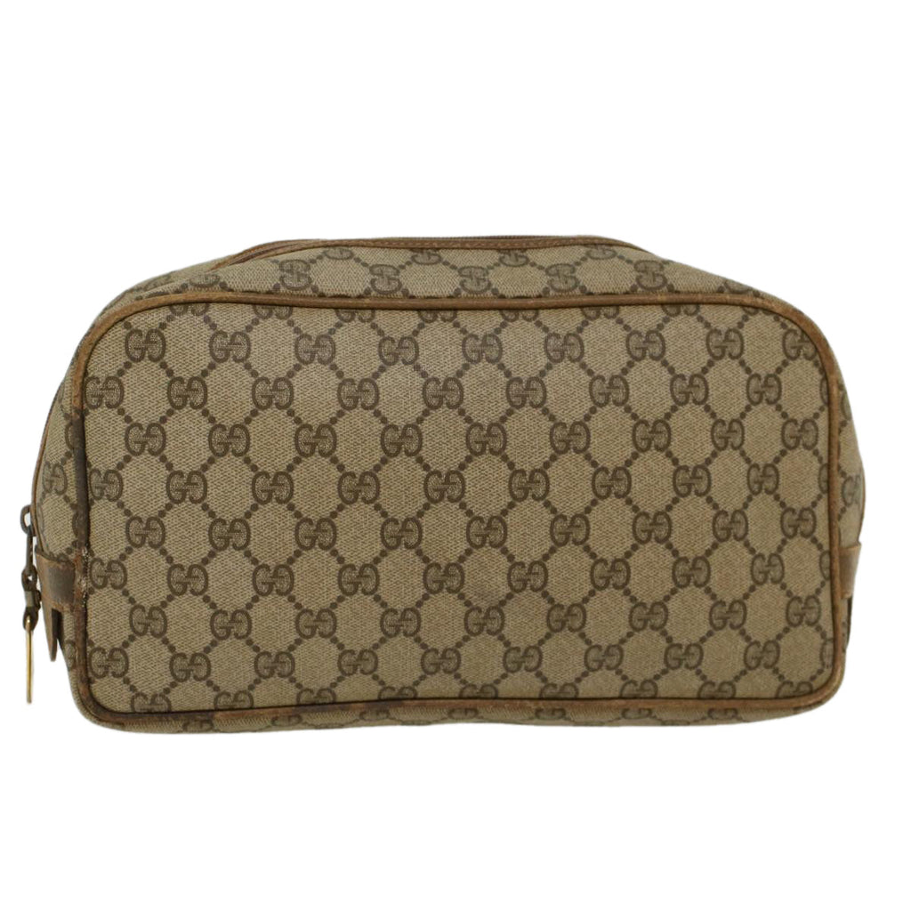 GUCCI GG Canvas Clutch Bag PVC Leather Beige  ar9845