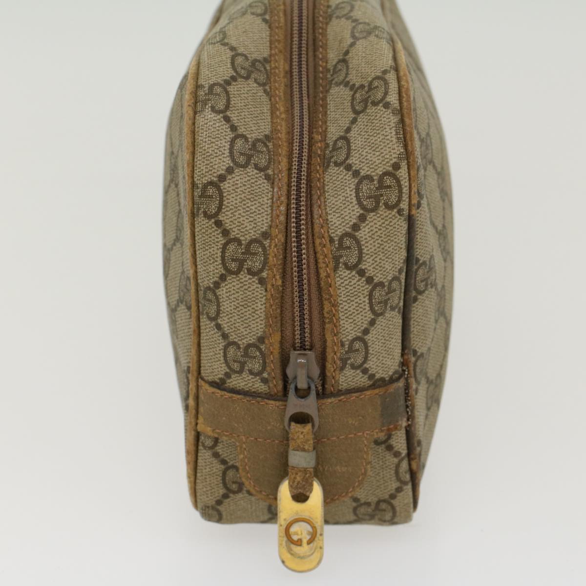 GUCCI GG Canvas Clutch Bag PVC Leather Beige  ar9845