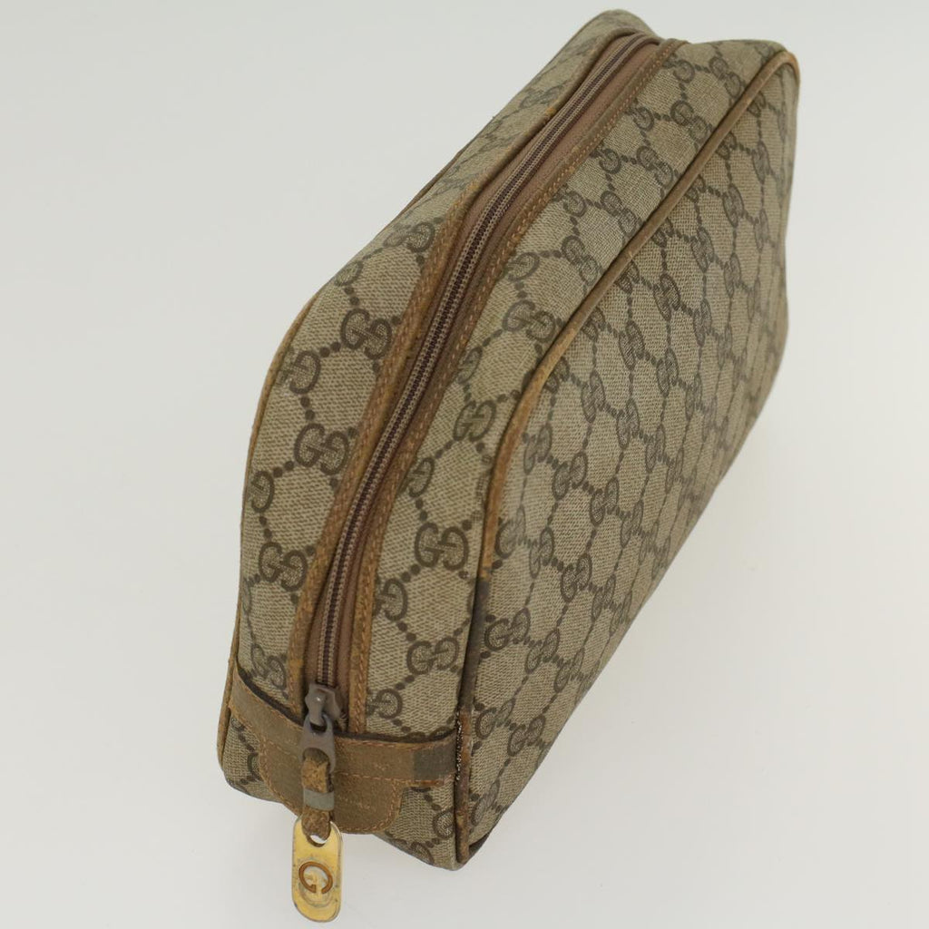 GUCCI GG Canvas Clutch Bag PVC Leather Beige  ar9845