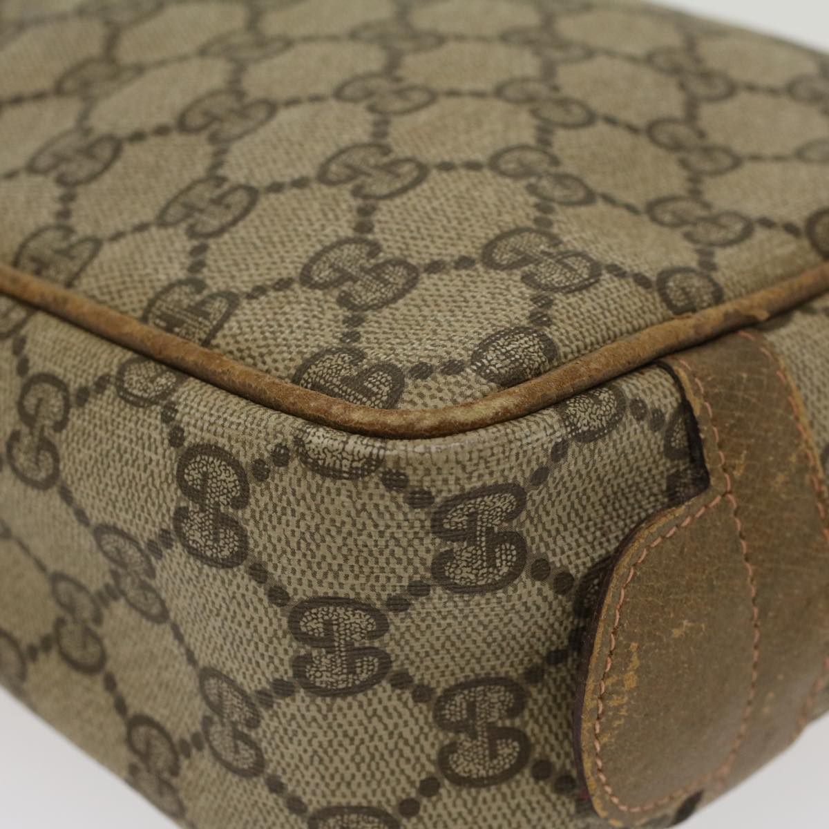 GUCCI GG Canvas Clutch Bag PVC Leather Beige  ar9845