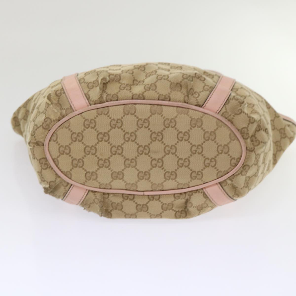 GUCCI GG Canvas Tote Bag Leather Beige 211982  ar9875B