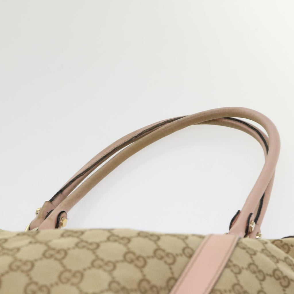 GUCCI GG Canvas Tote Bag Leather Beige 211982  ar9875B