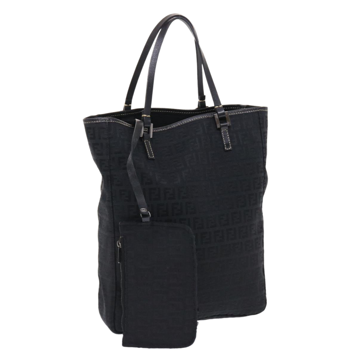 FENDI Zucchino Canvas Tote Bag Black  ar9954