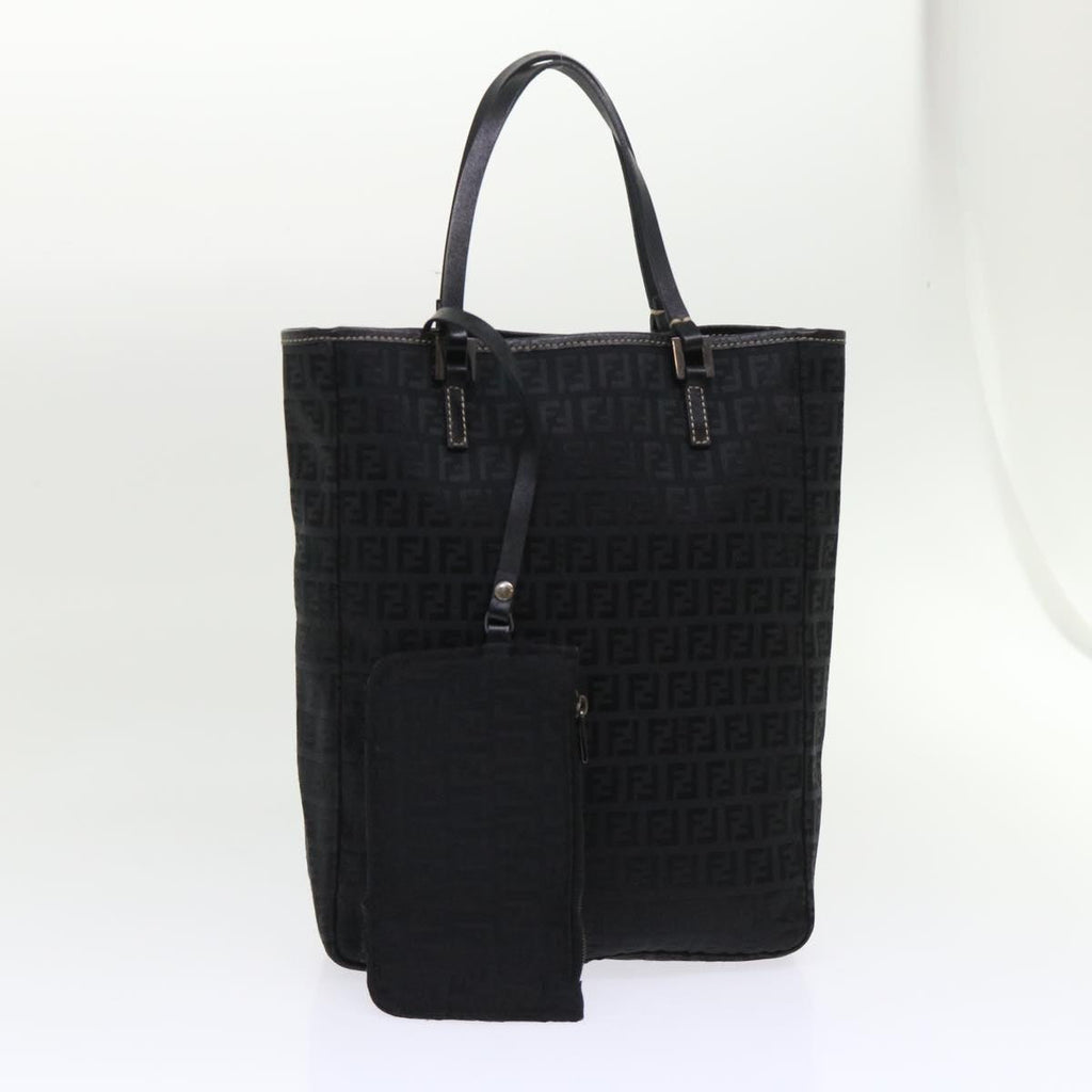 FENDI Zucchino Canvas Tote Bag Black  ar9954
