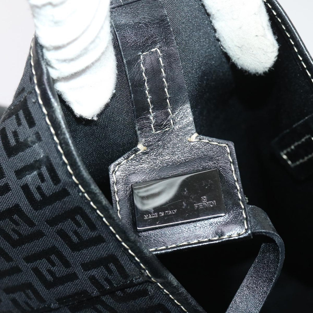 FENDI Zucchino Canvas Tote Bag Black  ar9954