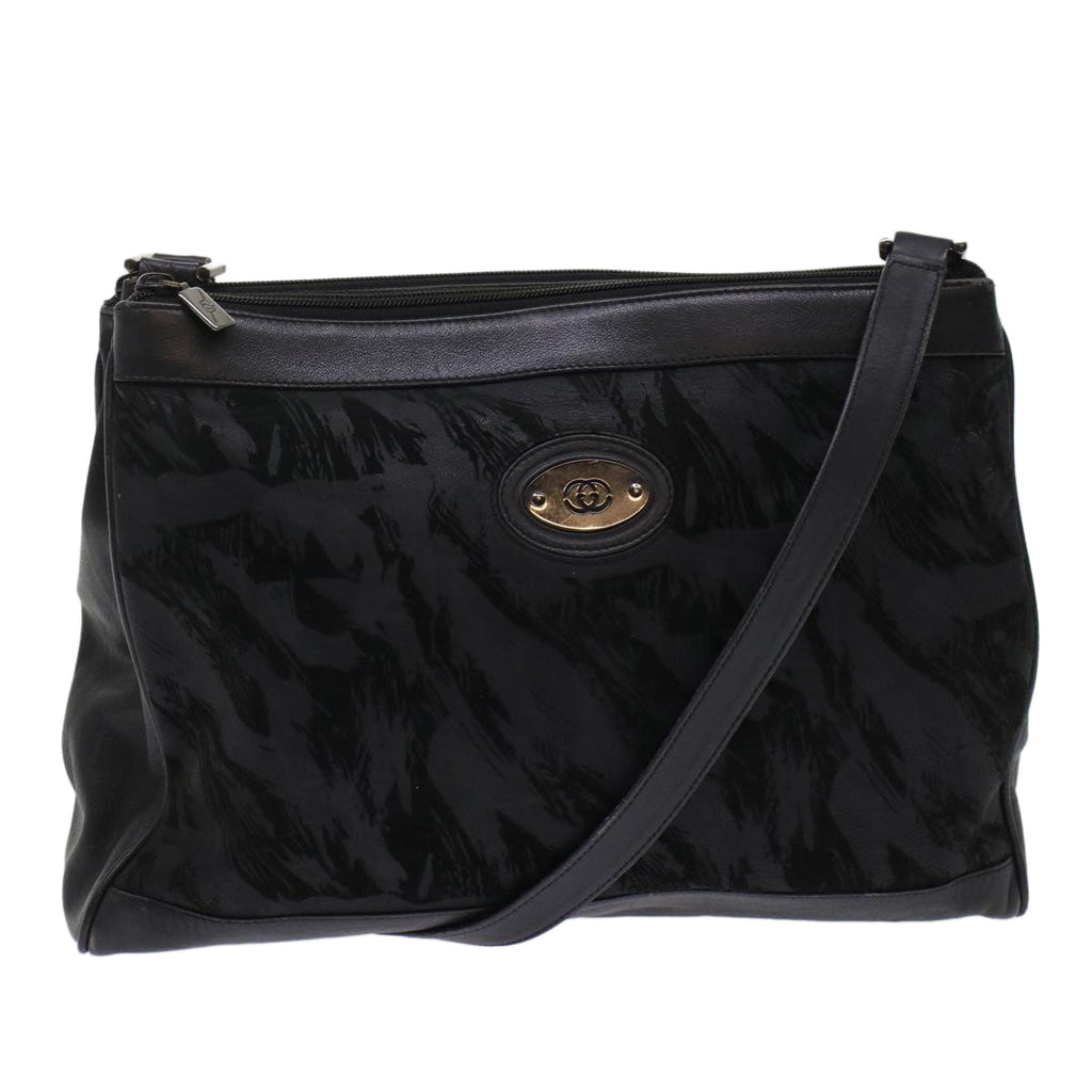 GUCCI Shoulder Bag Suede Leather Black  ar9974