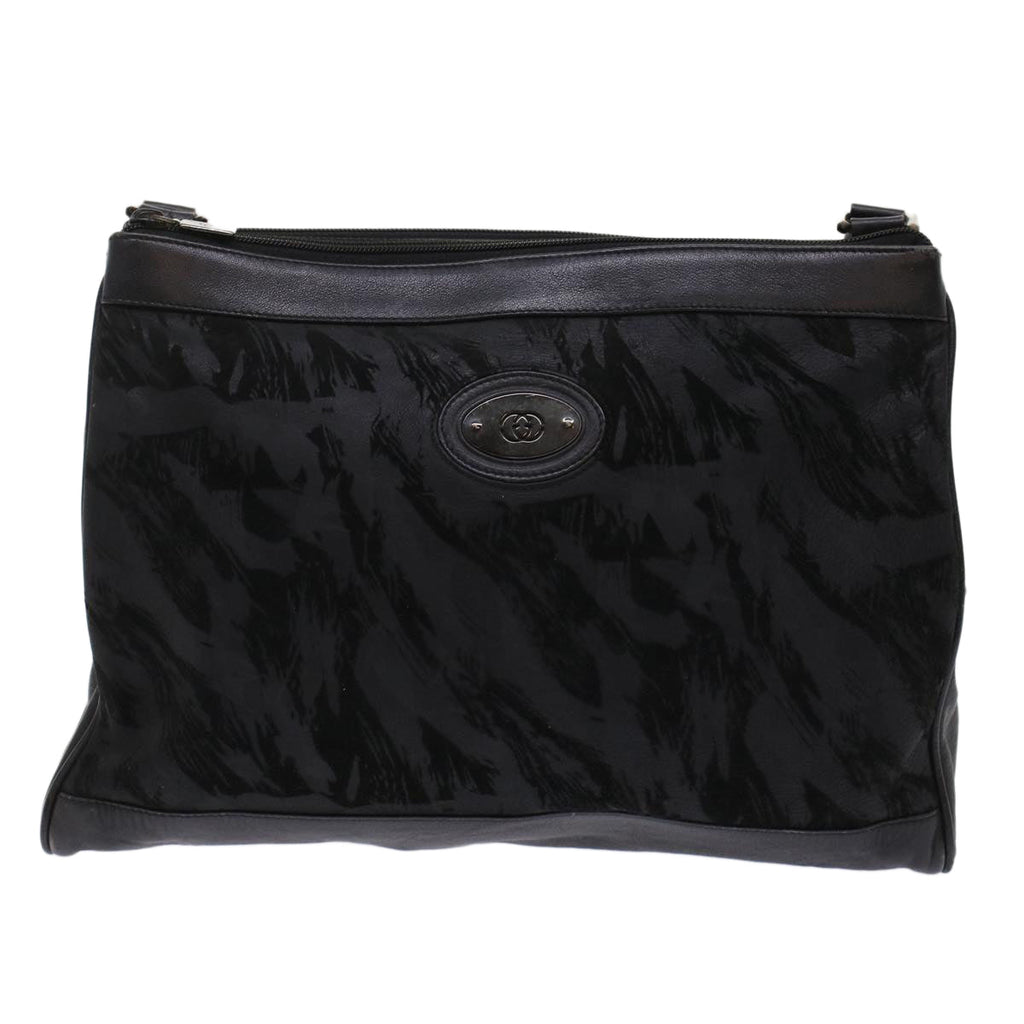 GUCCI Shoulder Bag Suede Leather Black  ar9974
