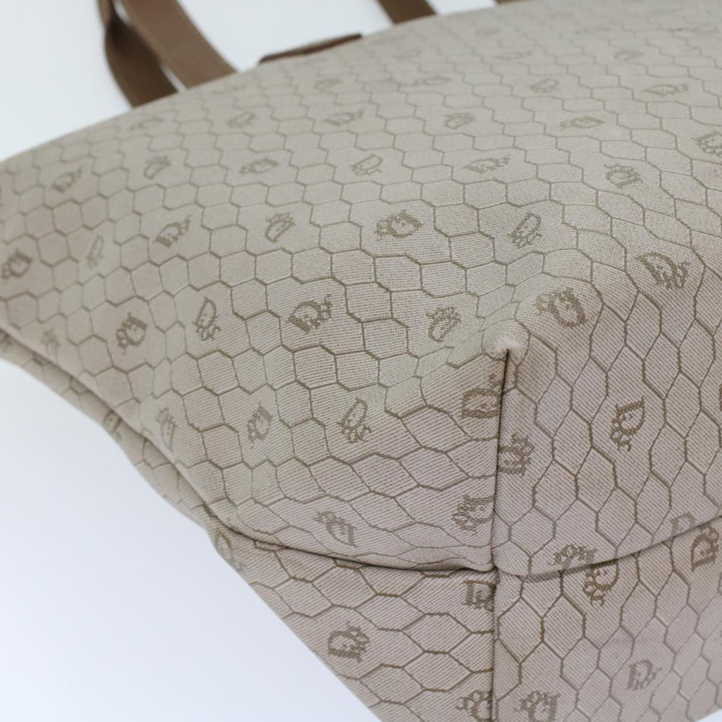 CHRISTIAN DIOR Honeycomb Canvas Tote Bag PVC Leather Beige Brown  ar9982