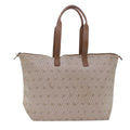 CHRISTIAN DIOR Honeycomb Canvas Tote Bag PVC Leather Beige Brown  ar9982
