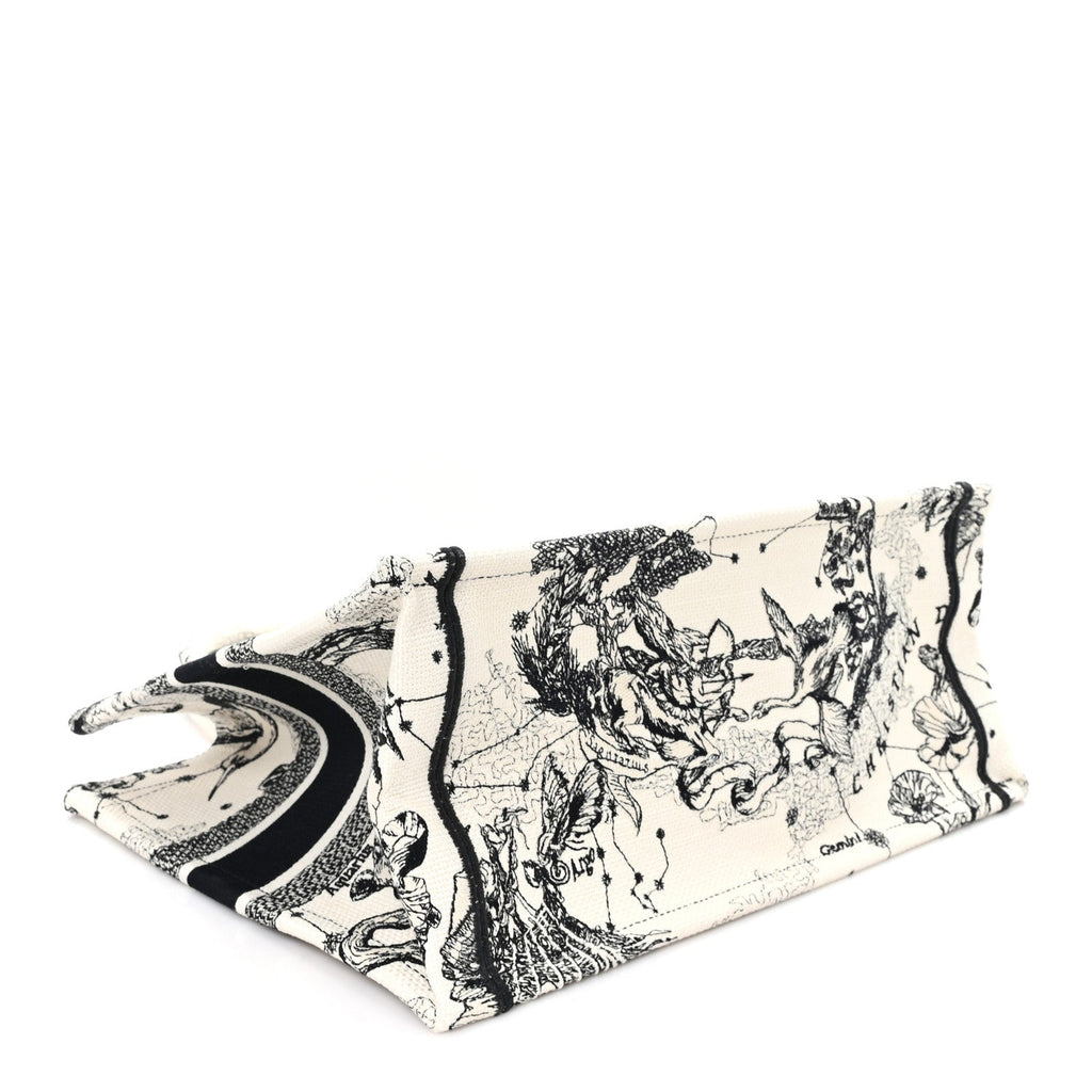 Christian Dior Canvas Zodiac Toile De Jouy Embroidered Medium Book Tote Latte