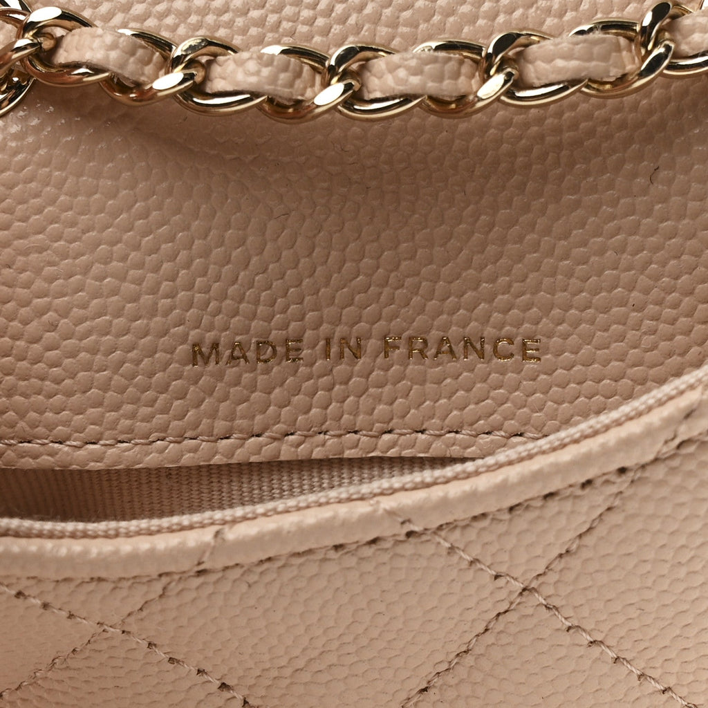 Chanel Caviar Quilted Mini Chain Belt Bag Light Beige