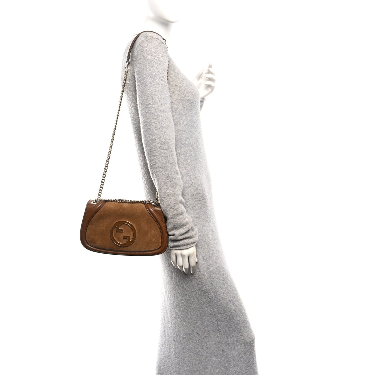 Gucci Suede Calfskin Blondie Medium Shoulder Bag Light Brown