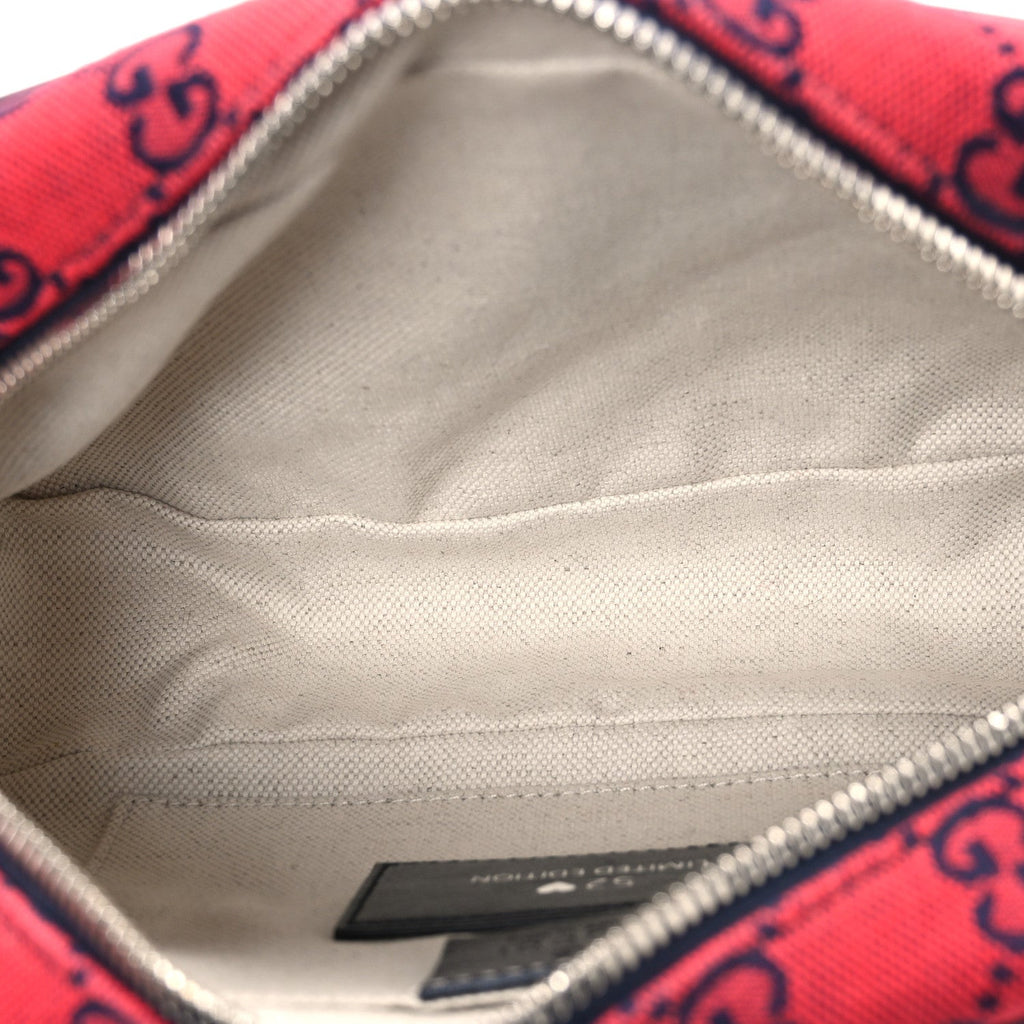 Gucci Monogram Multicolor Matelasse Diagonal Small GG Marmont Chain Shoulder Bag Red Blue