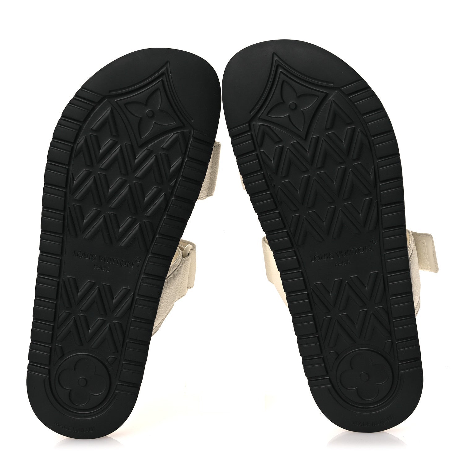 Louis Vuitton Grained Calfskin Sunset Comfort Flat Sandals 39 Light Beige