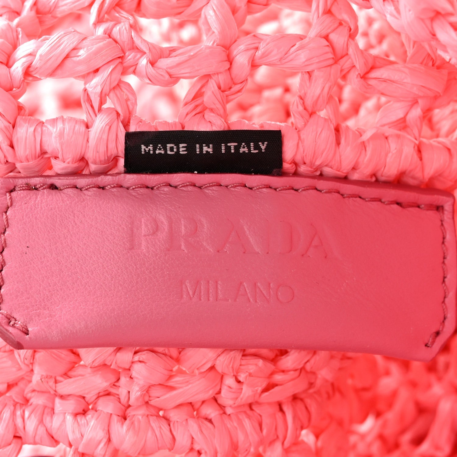 Prada Yarn Raffia Effect Crochet Logo Embroidered Tote Bag Petalo