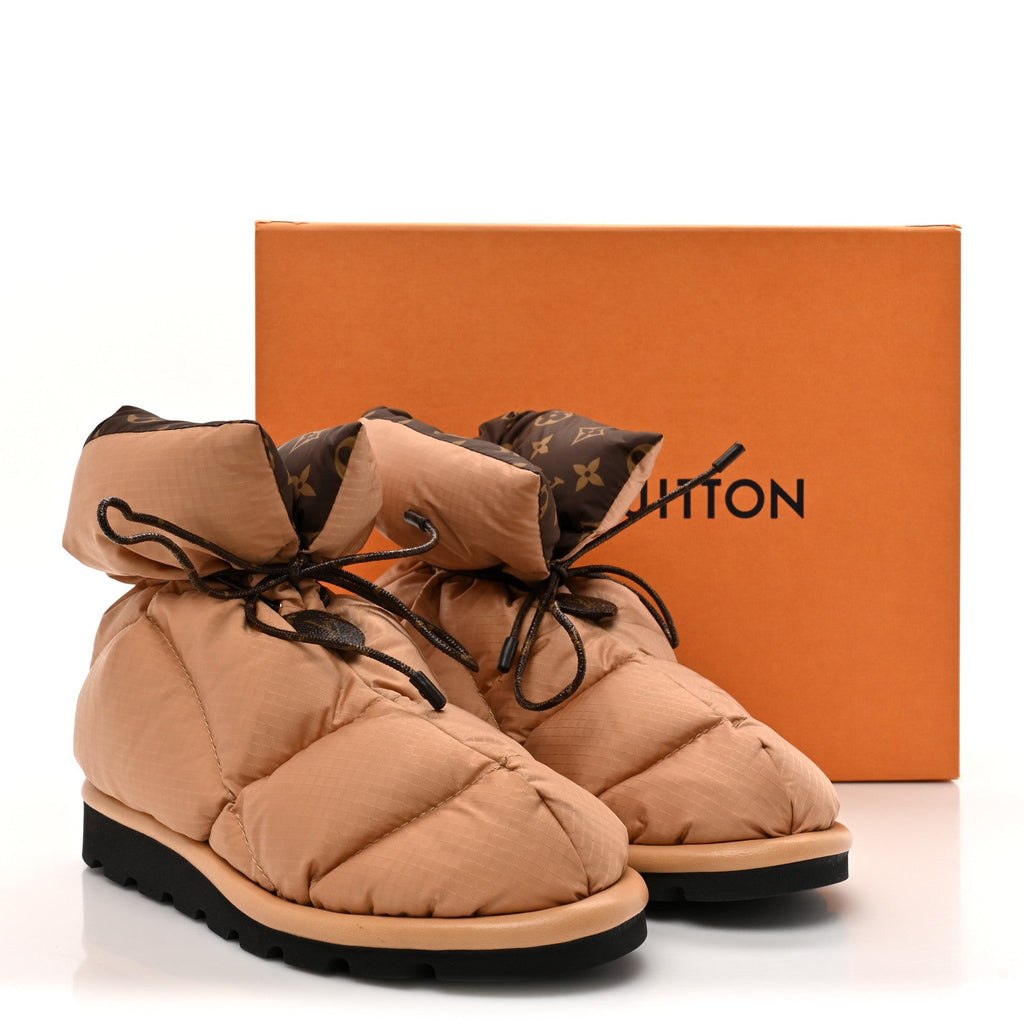 Louis Vuitton Nylon Monogram Pillow Comfort Ankle Boot 38 Beige
