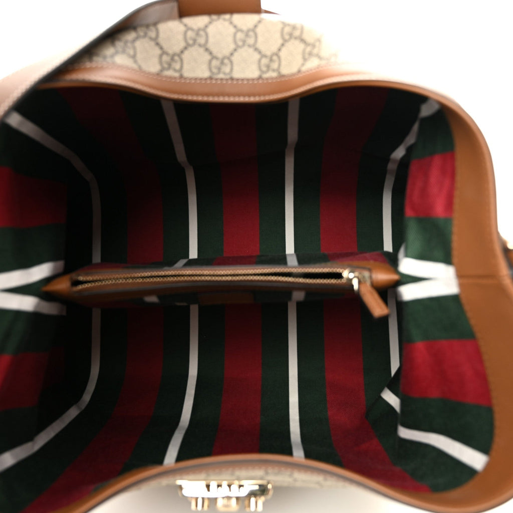 Gucci GG Icon Monogram Padlock Shoulder Bag Beige Dark Brown