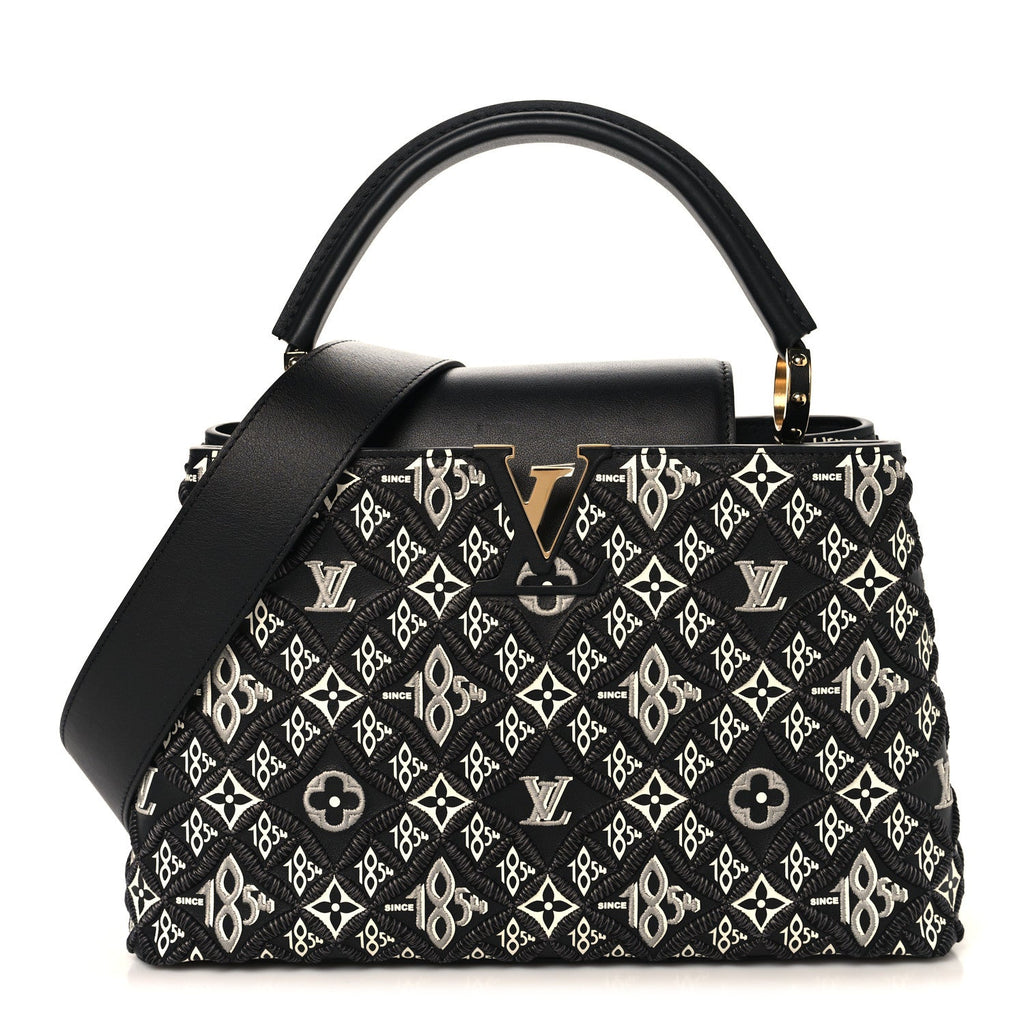 Louis Vuitton Calfskin Since 1854 Embroidered Capucines PM Black