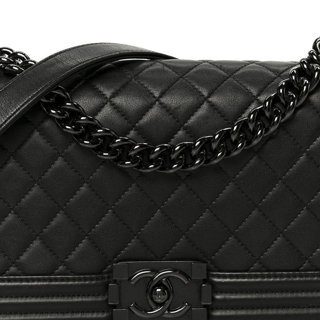 Chanel Calfskin Quilted Medium Boy Flap So Black