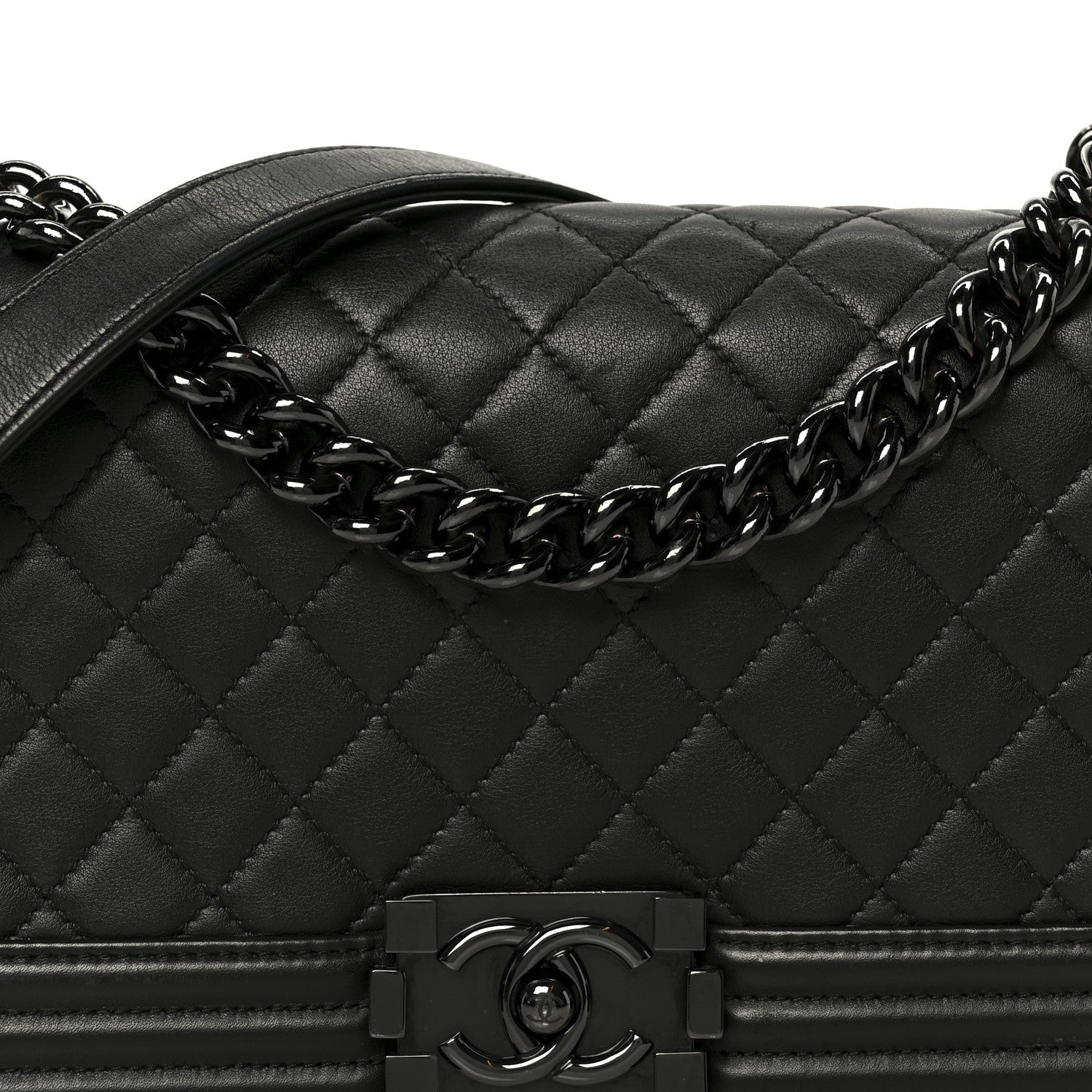 Chanel Calfskin Quilted Medium Boy Flap So Black