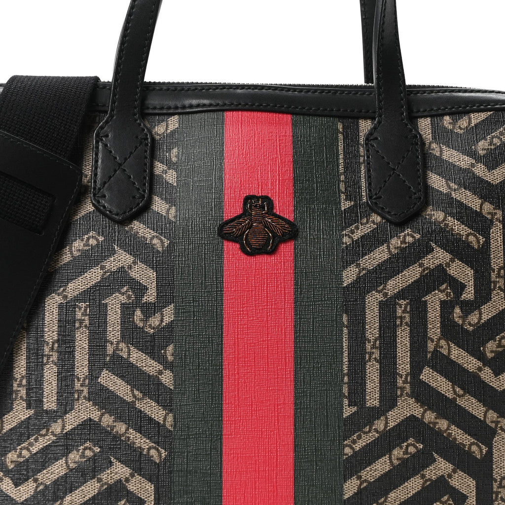 Gucci GG Supreme Monogram Caleido Web Briefcase Black