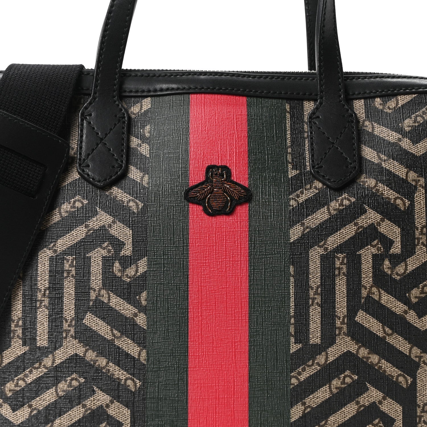 Gucci GG Supreme Monogram Caleido Web Briefcase Black