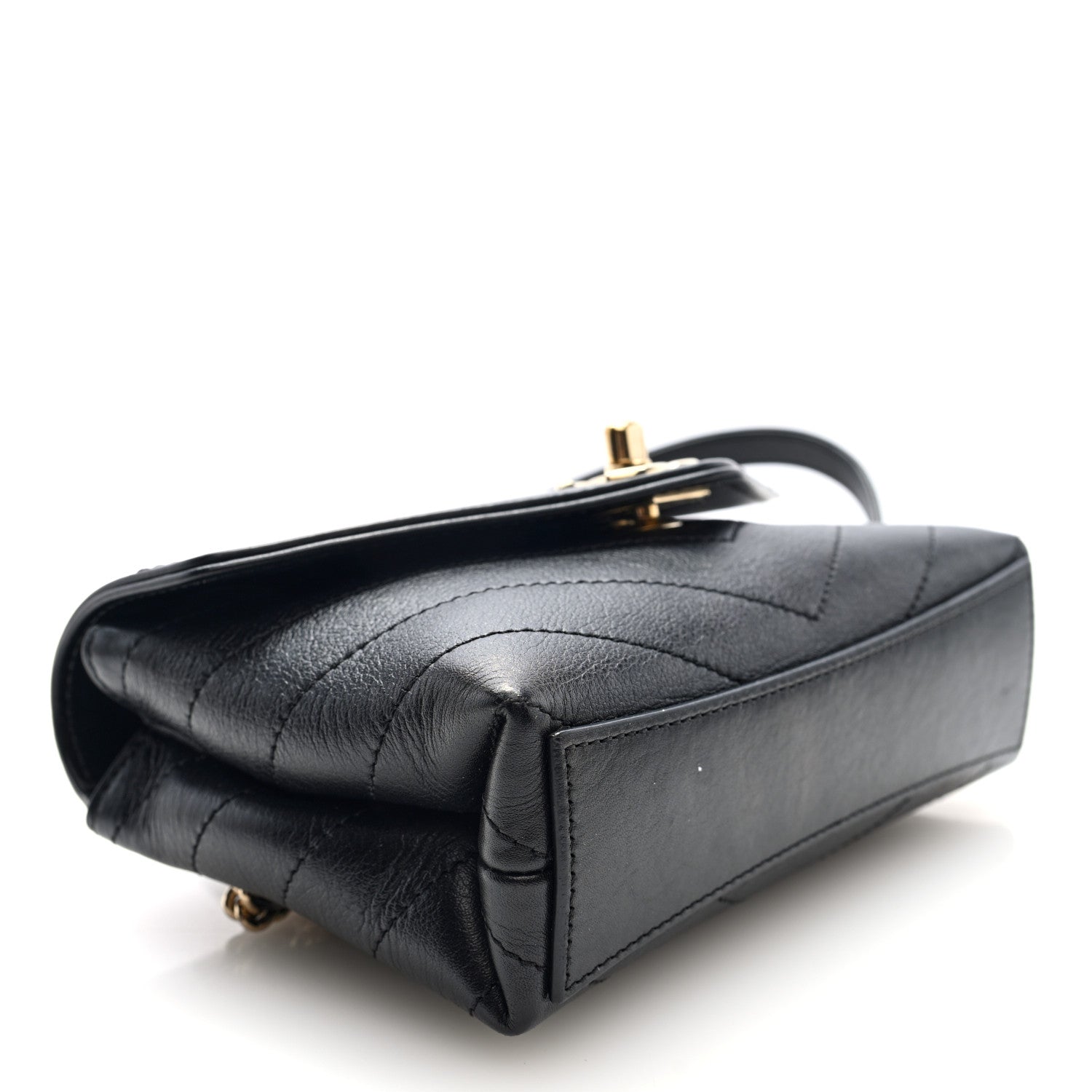 Chanel Calfskin Chevron Stitched Coco Waist Bag Black