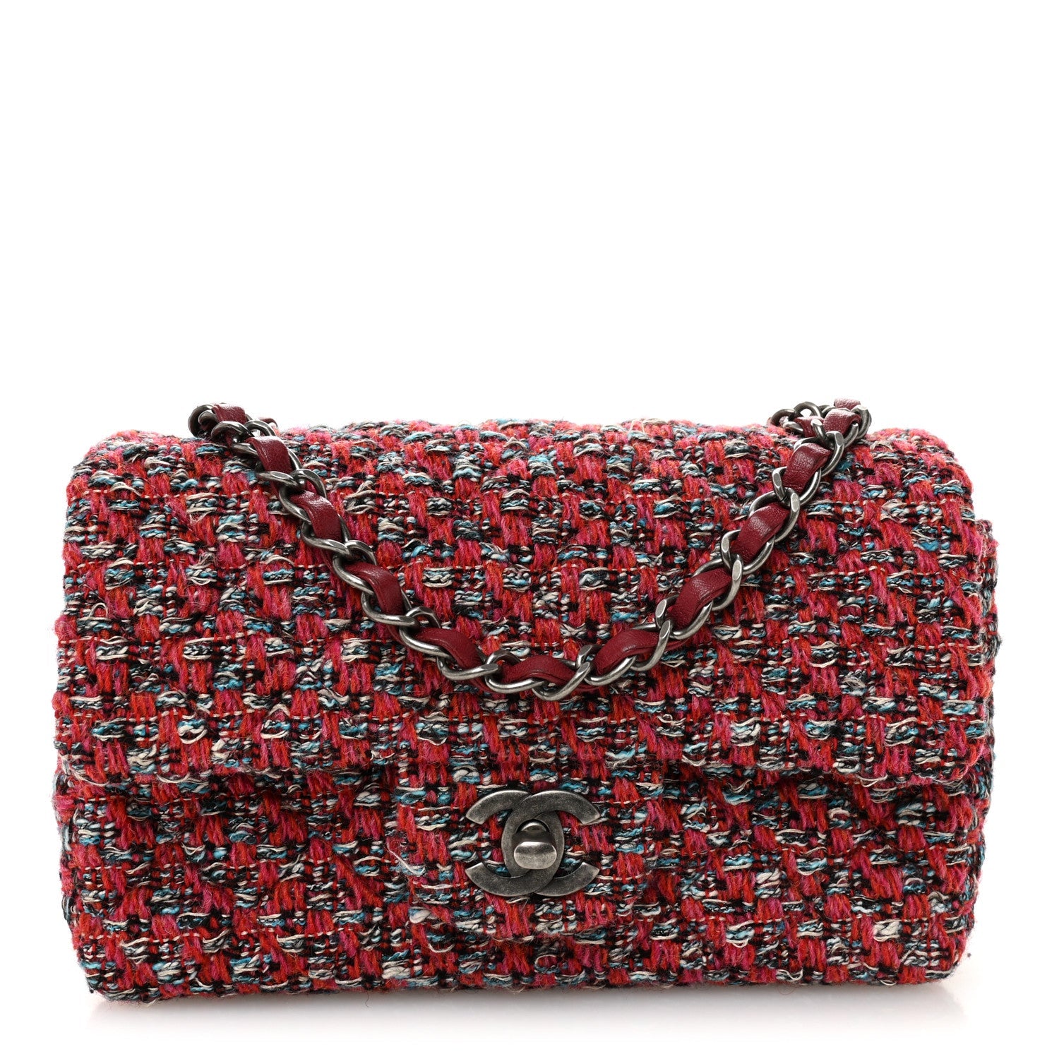 Chanel Tweed Quilted Mini Rectangular Flap Red Blue Ecru Black Pink