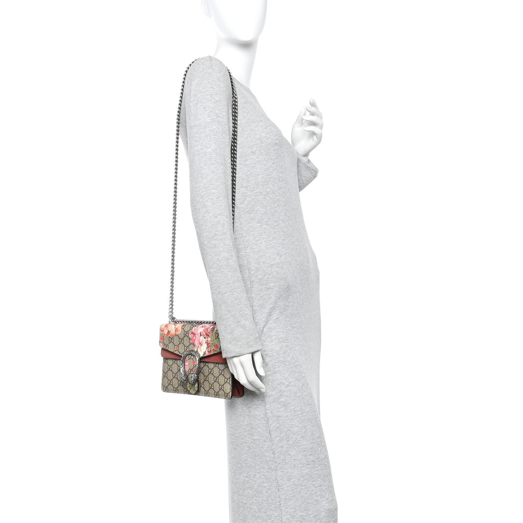 Gucci GG Supreme Monogram Blooms Mini Dionysus Shoulder Bag Beige Multicolor Dry Rose