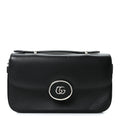 Gucci Senna Calfskin Petite GG Top Handle Shoulder Bag Black