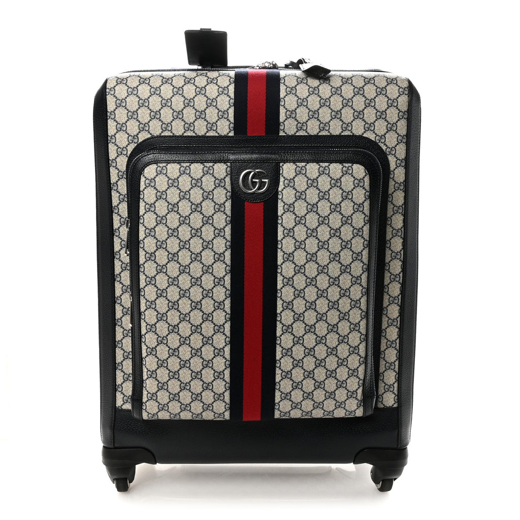 Gucci GG Supreme Monogram Web Medium Savoy Trolley Beige Blue