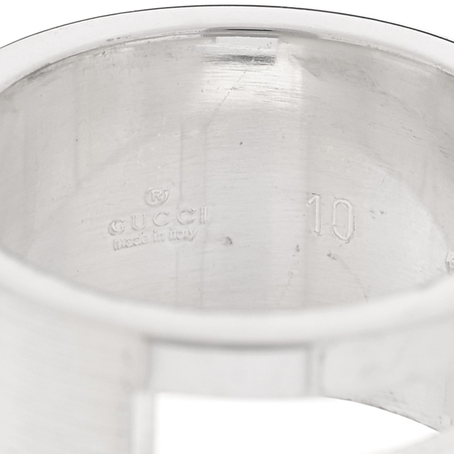 Gucci Sterling Silver Wide G Cutout Ring 49 5